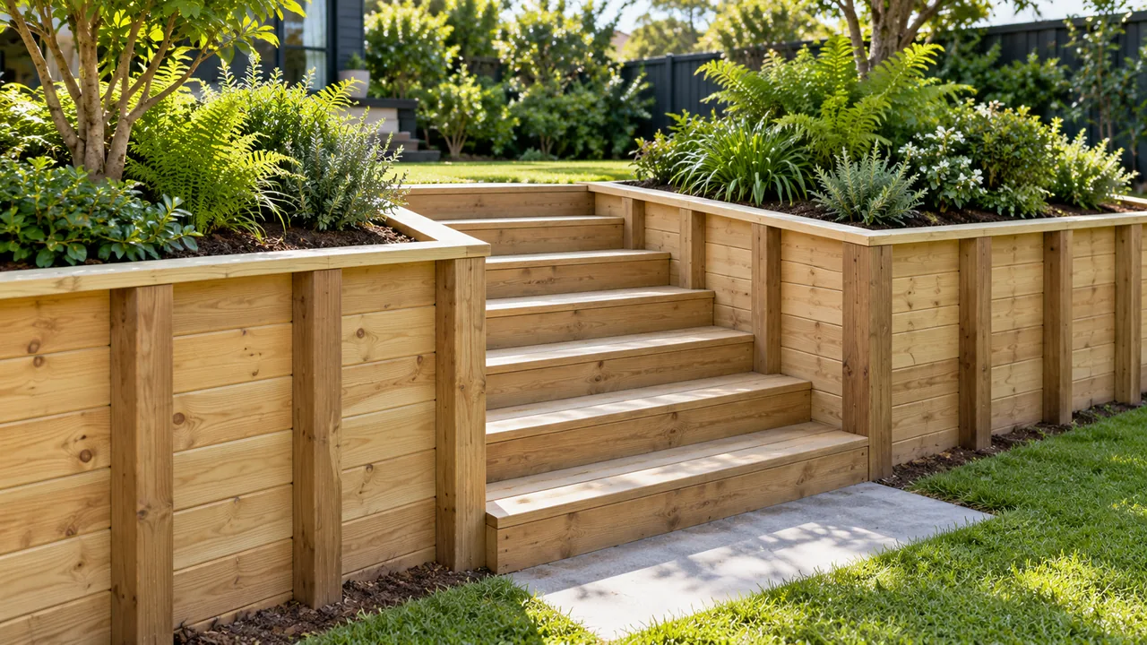 Example timber steps-garden